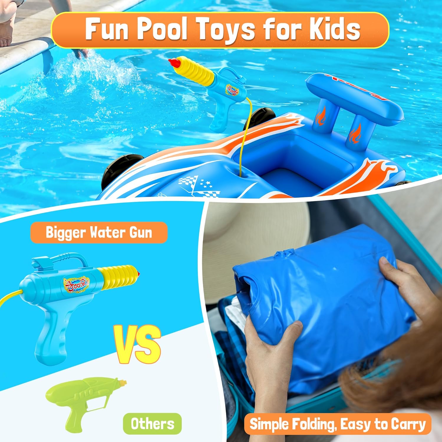 Water Gun Inflatable Water Toys ZIZZ Pool Floats Kids Ride-on Toys